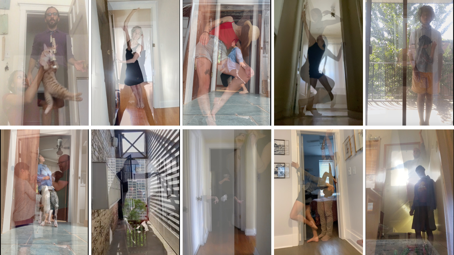 Image collage of performances for Merely a Mistake: A Score for Your Door.